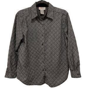VTG Talbots quilted lined flannel Shacket Sz Small Petite houndstooth *tiny flaw